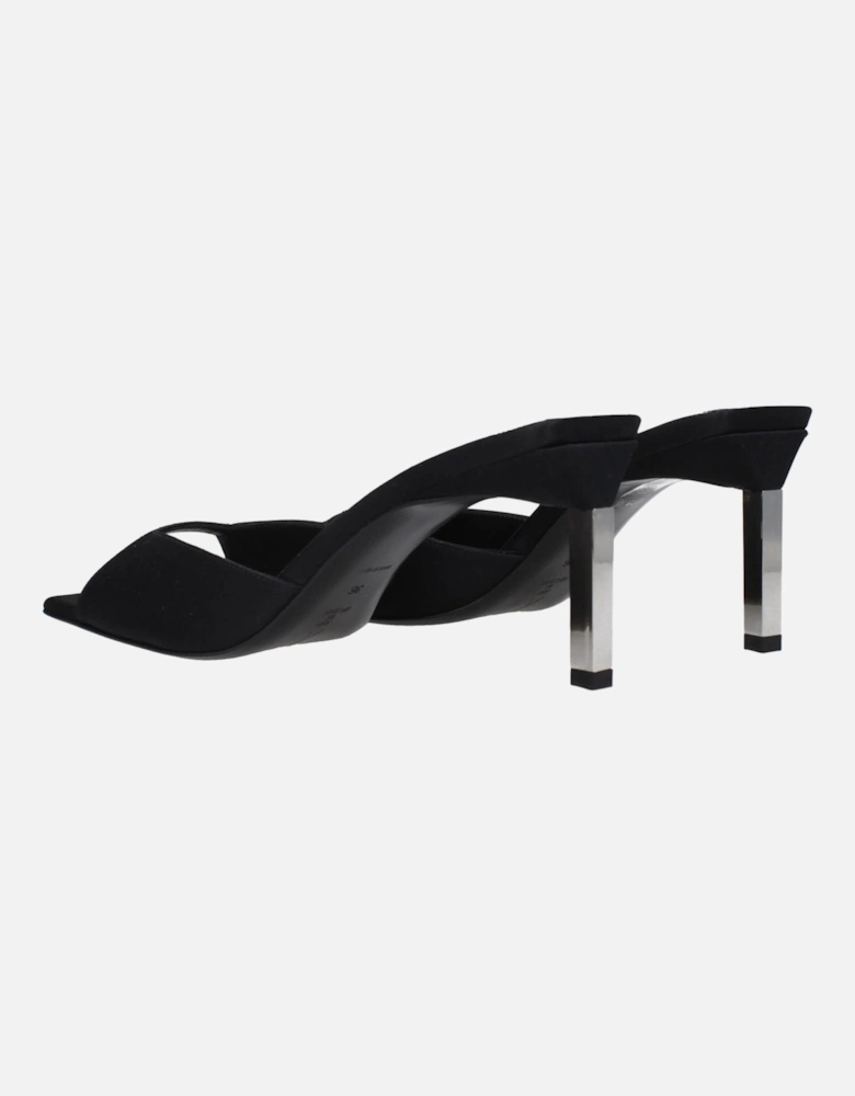 Satin Mid Heel Open Toe Sandals Women - Black