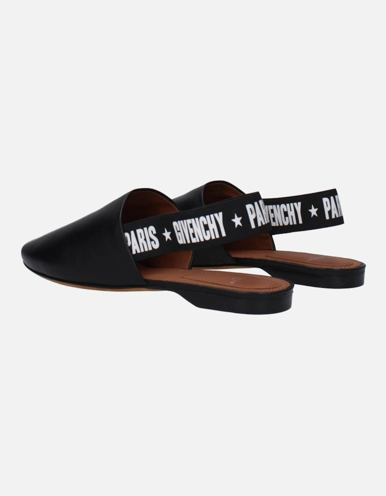 Leather Sandals with Side and Back Logo Women - Black