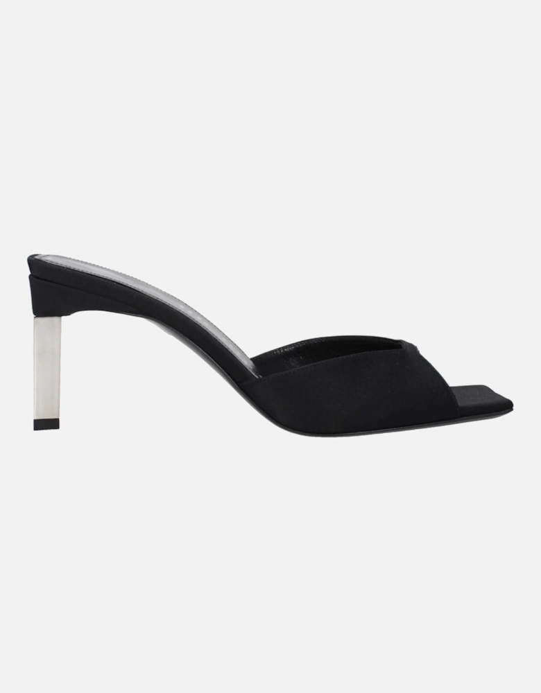 Satin Mid Heel Open Toe Sandals Women - Black