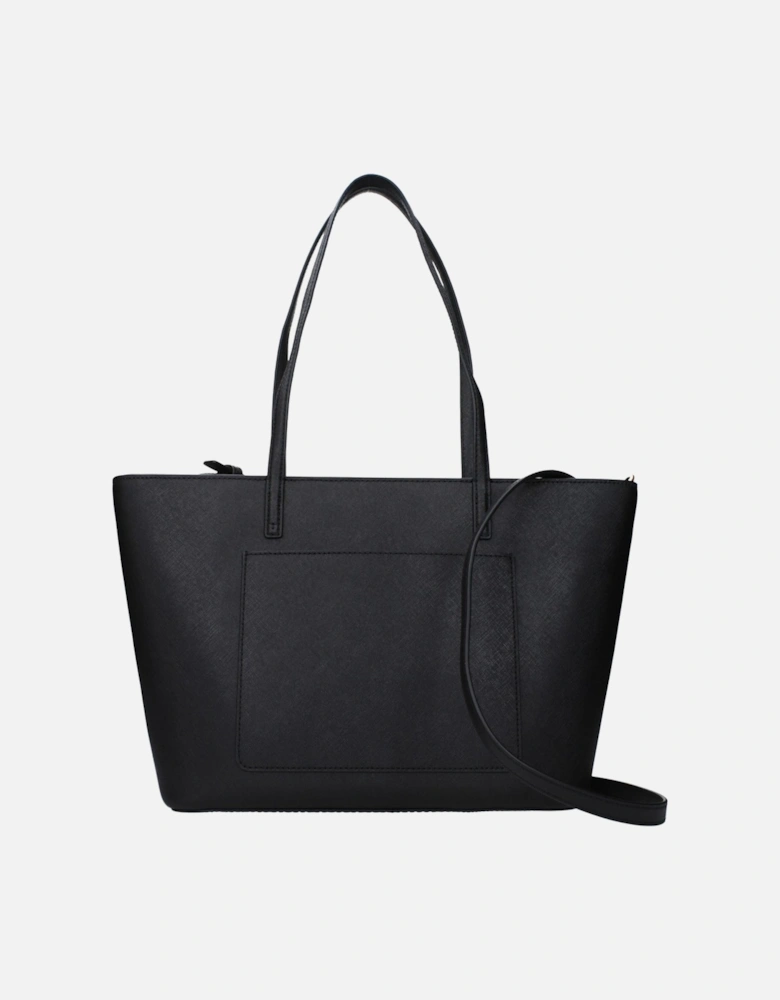 Leather Shoulder Bag with Adjustable Strap Women - Black