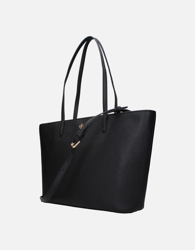 Leather Shoulder Bag with Adjustable Strap Women - Black