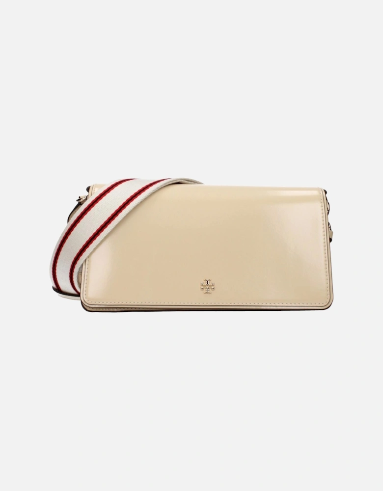 Patent Leather Crossbody Bag with Adjustable Strap Women - Beige