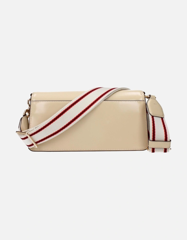 Patent Leather Crossbody Bag with Adjustable Strap Women - Beige