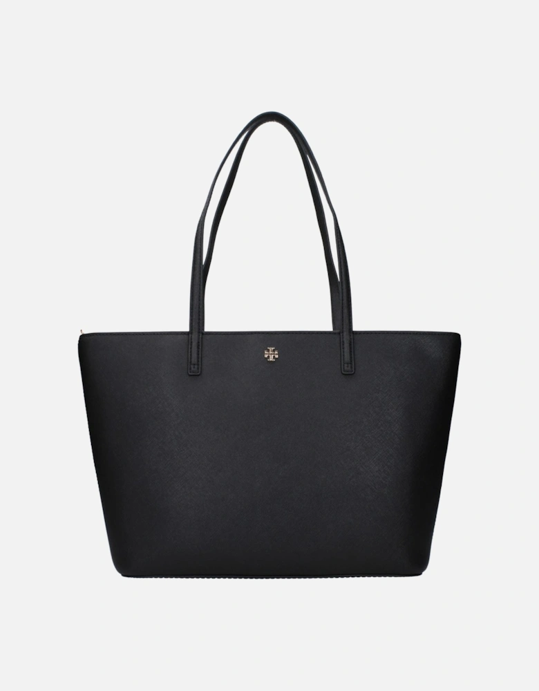 Leather Shoulder Bag with Adjustable Strap Women - Black