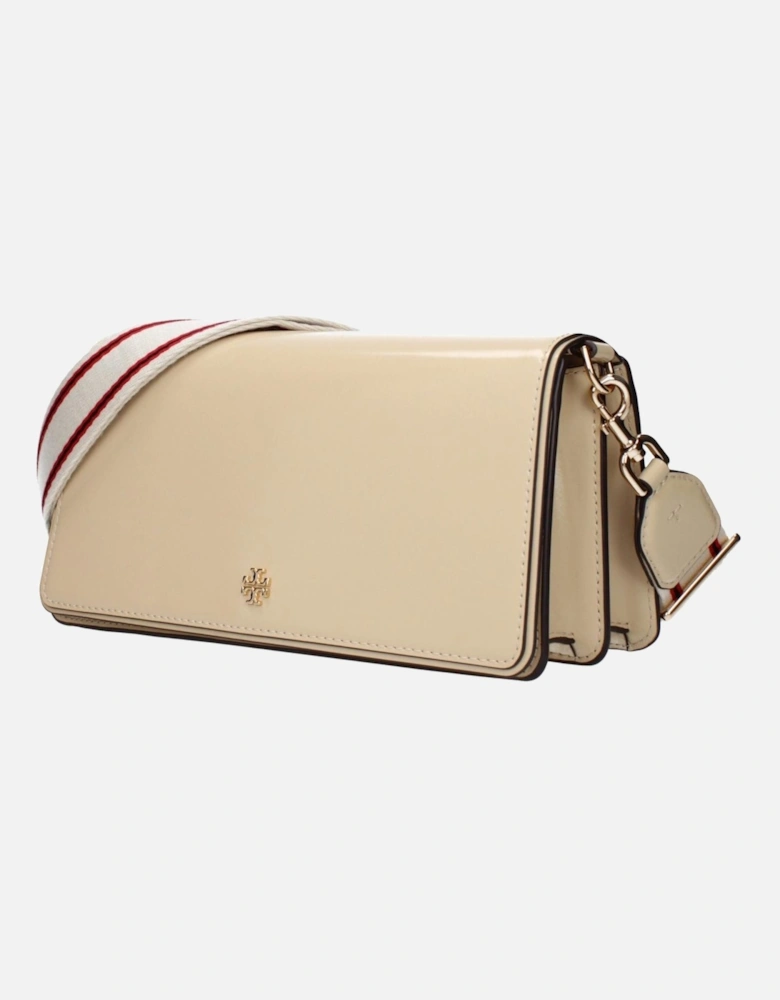 Patent Leather Crossbody Bag with Adjustable Strap Women - Beige