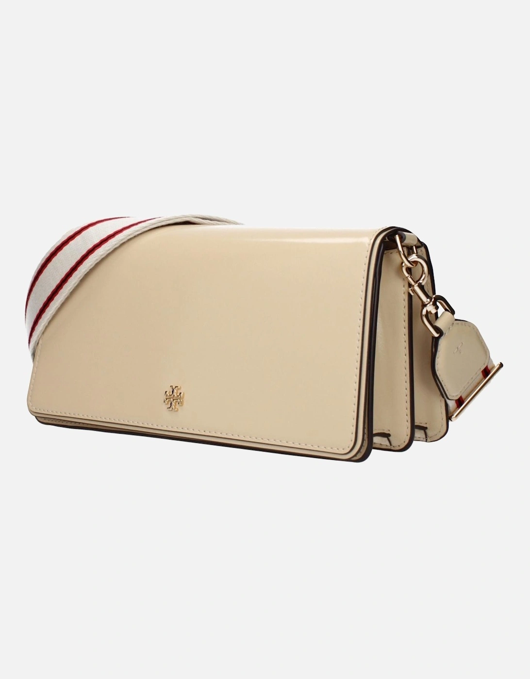 Patent Leather Crossbody Bag with Adjustable Strap Women - Beige