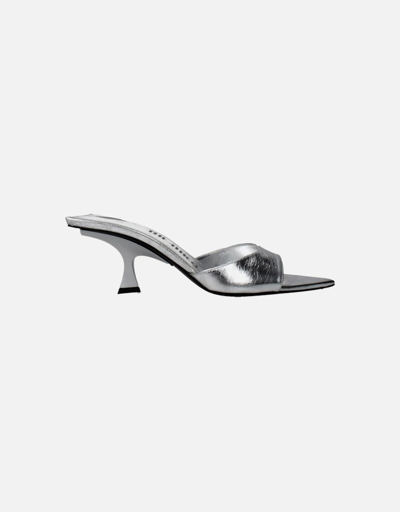 Leather Open Toe Sandals with Mid Heels Women - Gray