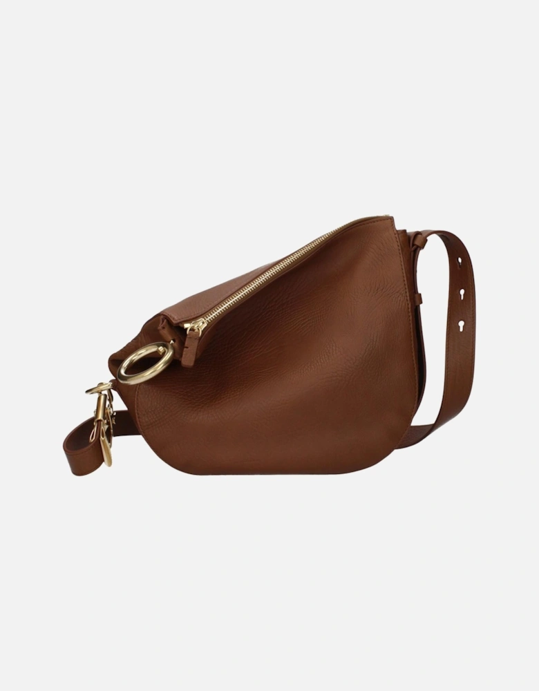 Adjustable Leather Crossbody Bag with Zip Closure Women - Brown