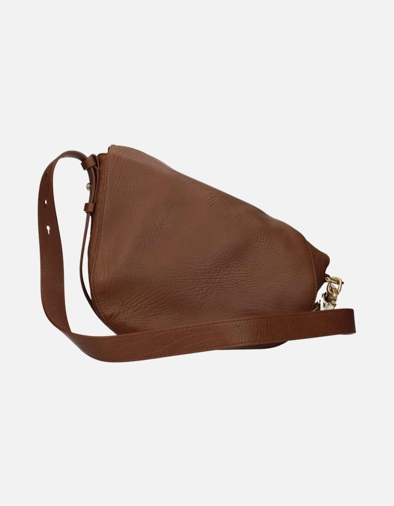 Adjustable Leather Crossbody Bag with Zip Closure Women - Brown