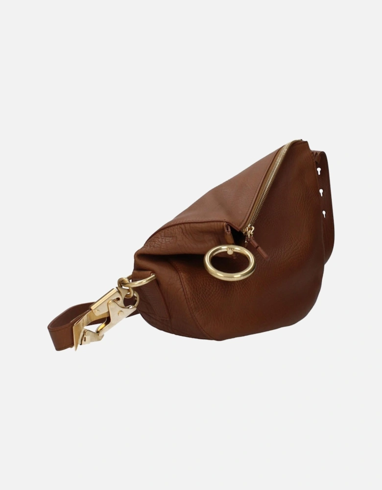 Adjustable Leather Crossbody Bag with Zip Closure Women - Brown