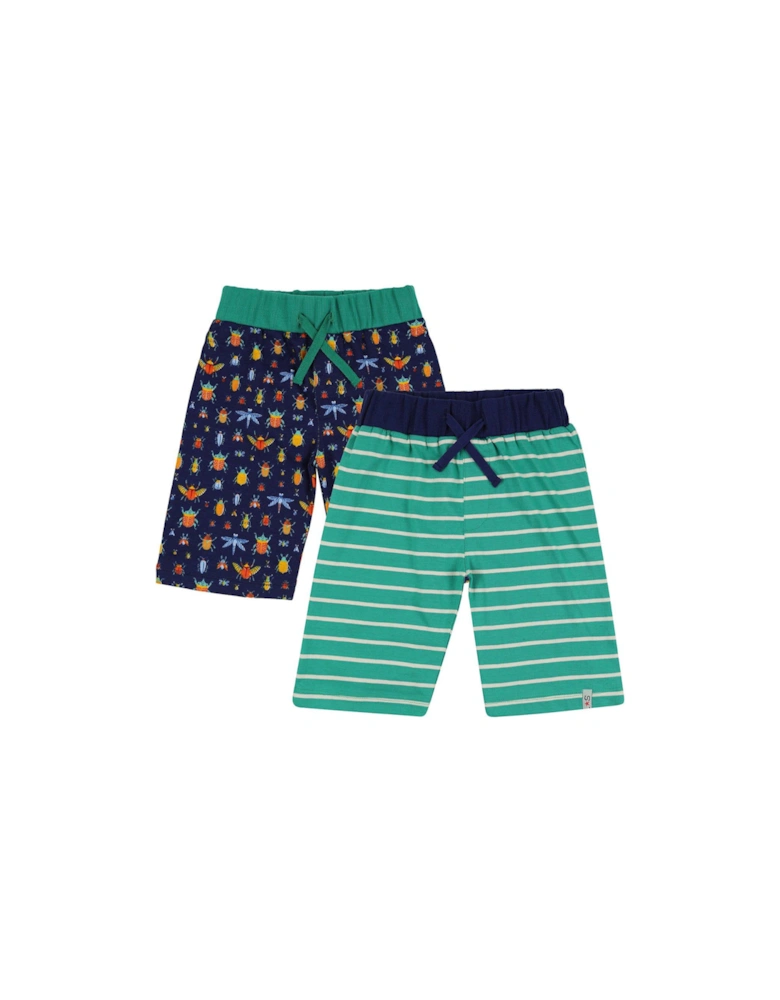 Boys 2 Pack Bugs And Stripe Print Shorts - Multi