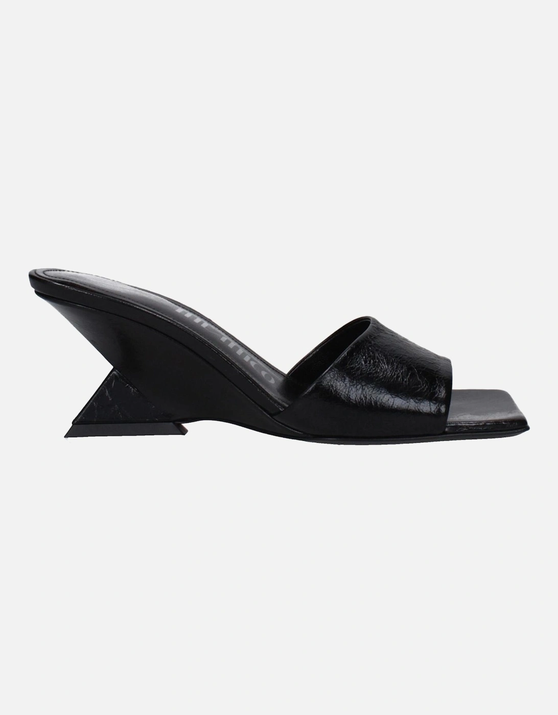 Vintage Effect Leather Open Toe Sandals Women - Black, 6 of 5