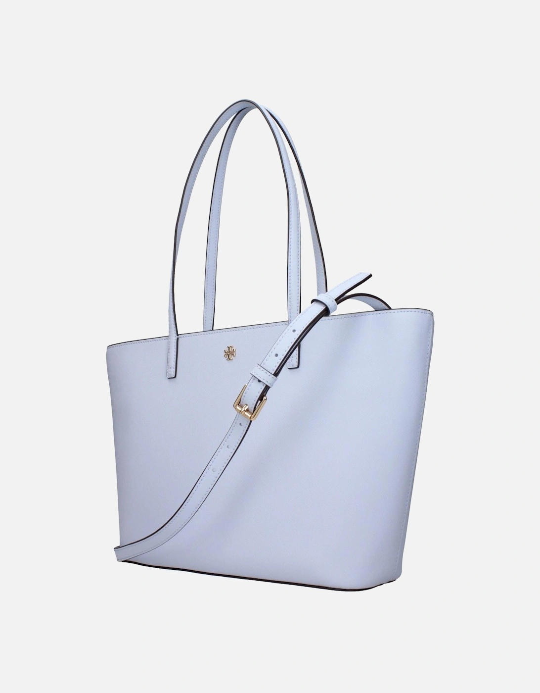 Leather Shoulder Bag with Front Logo Women - Light Blue