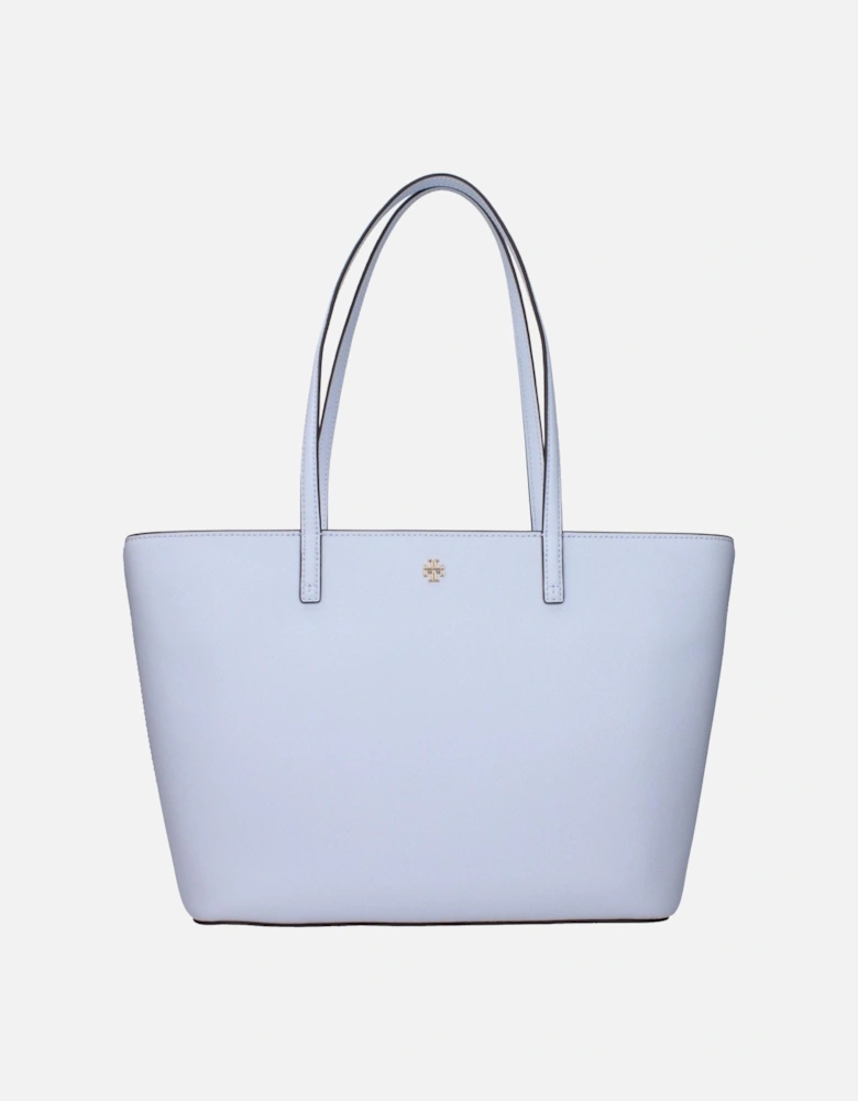 Leather Shoulder Bag with Front Logo Women - Light Blue