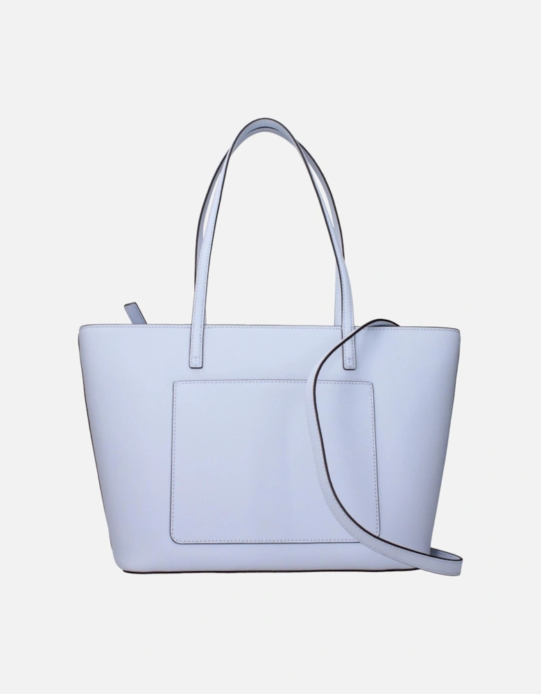 Leather Shoulder Bag with Front Logo Women - Light Blue
