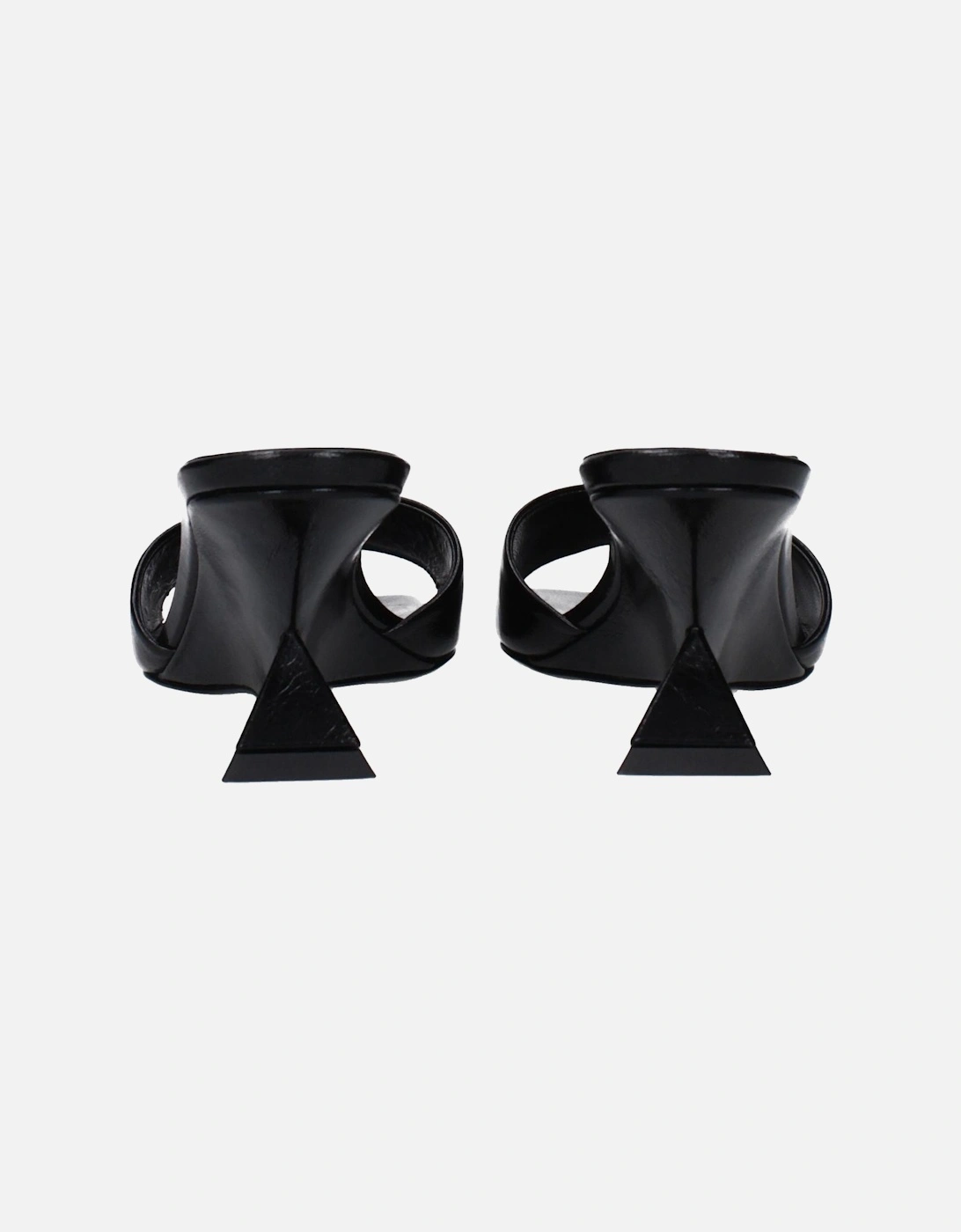 Vintage Effect Leather Open Toe Sandals Women - Black