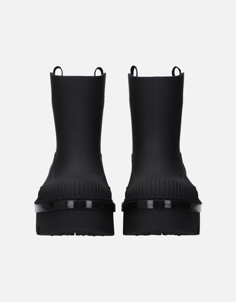 Ankle Boots with Back Logo and Mid Heels Women - Black