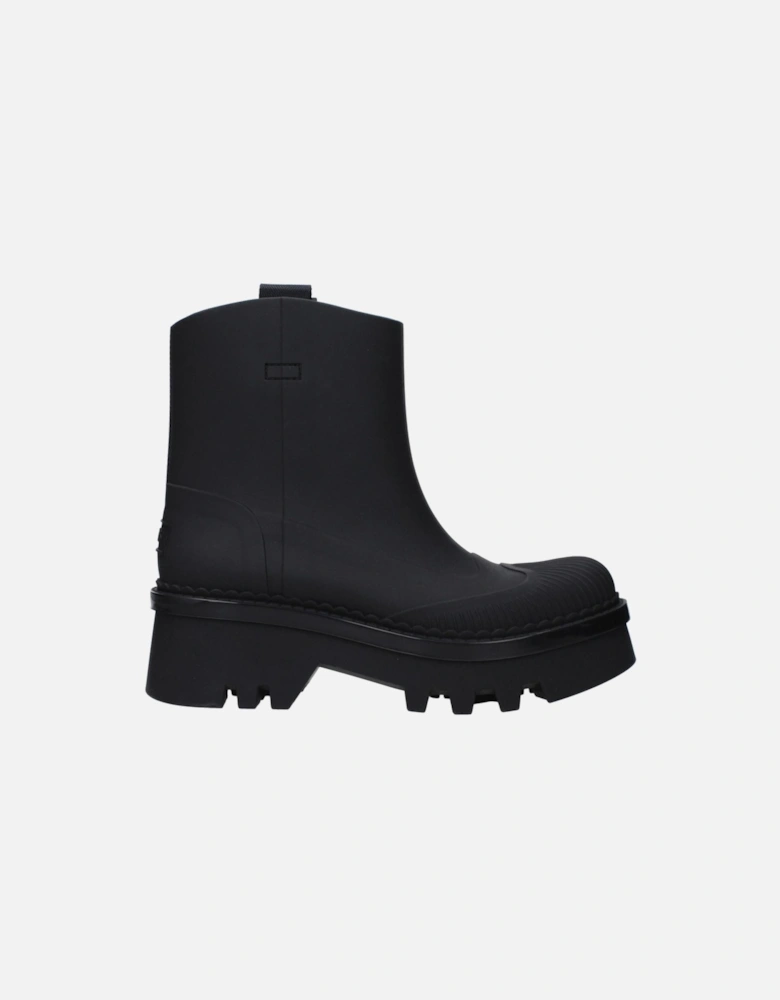 Ankle Boots with Back Logo and Mid Heels Women - Black