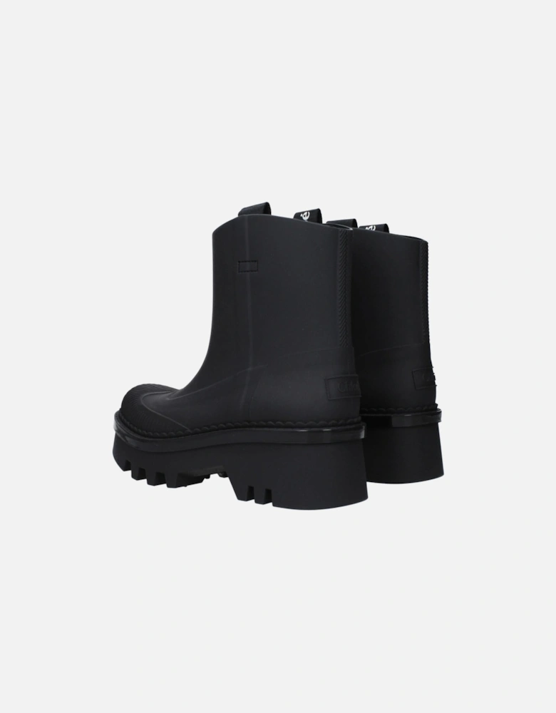 Ankle Boots with Back Logo and Mid Heels Women - Black