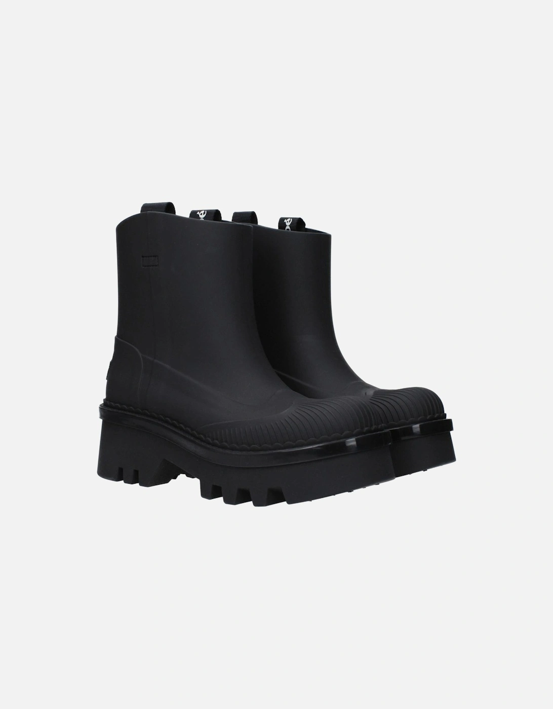 Ankle Boots with Back Logo and Mid Heels Women - Black