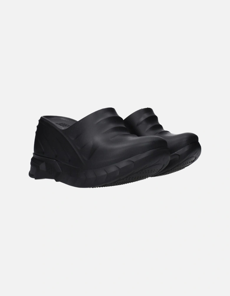 Rubber Slippers with Side and Back Logo Women - Black Sandals