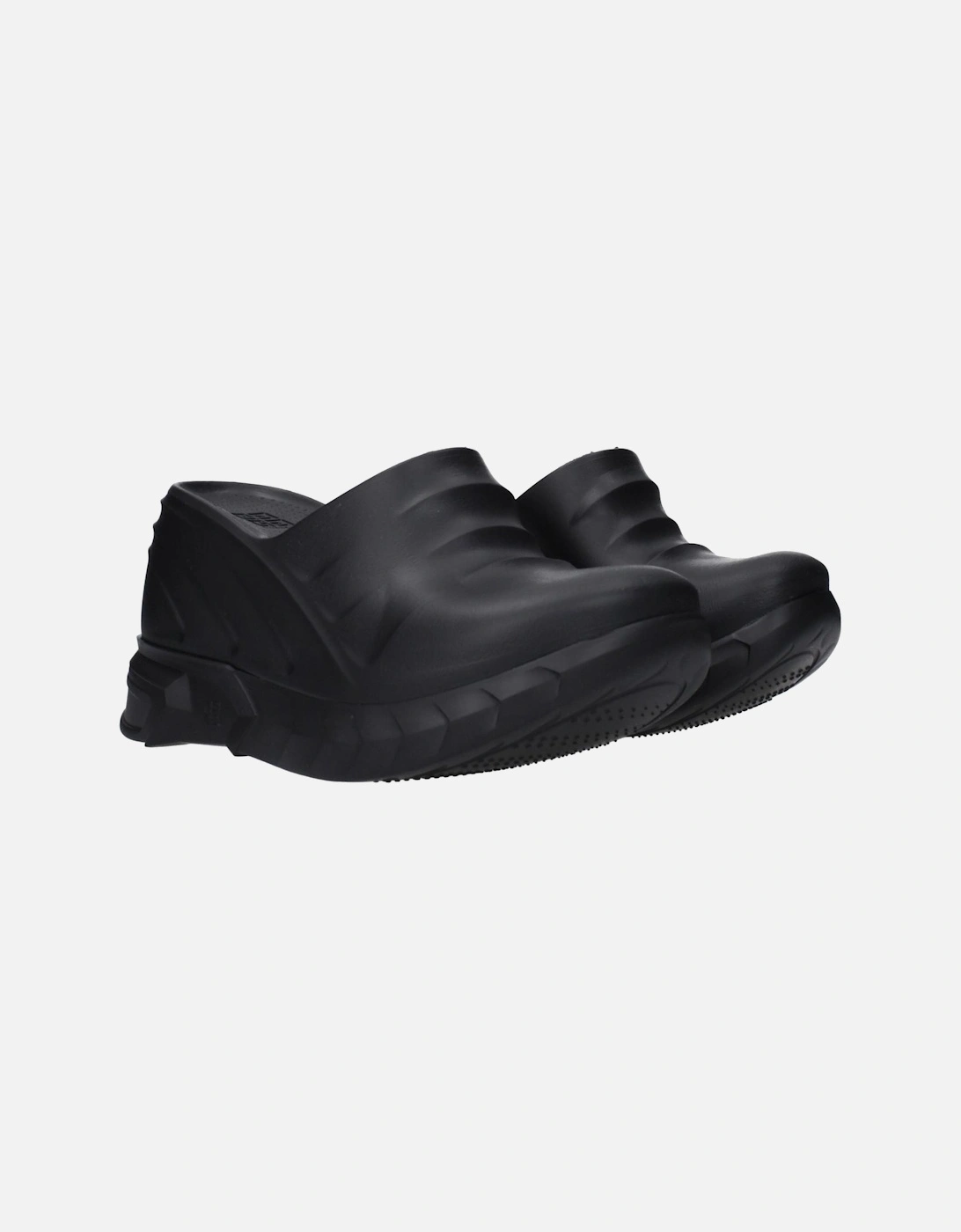 Rubber Slippers with Side and Back Logo Women - Black Sandals