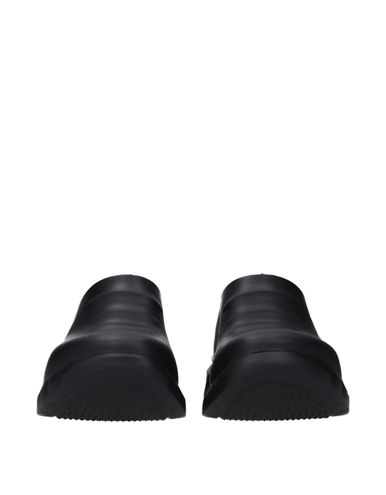 Rubber Slippers with Side and Back Logo Women - Black Sandals
