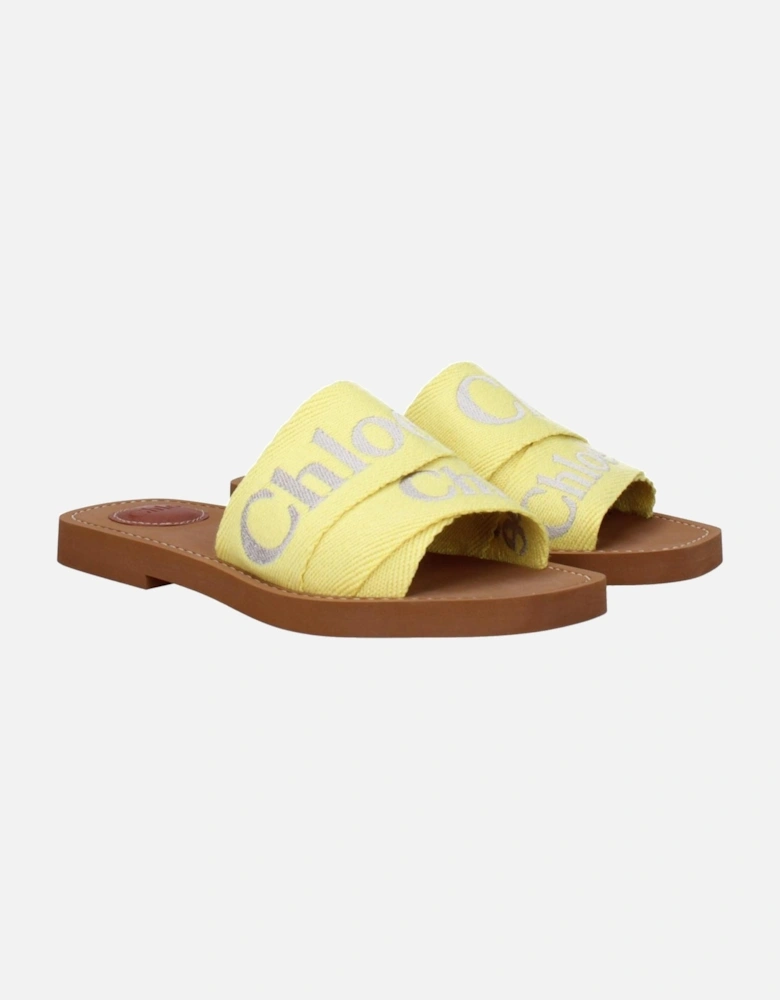 Front Logo Open Toe Rubber Sole Slippers Women - Yellow Sandals