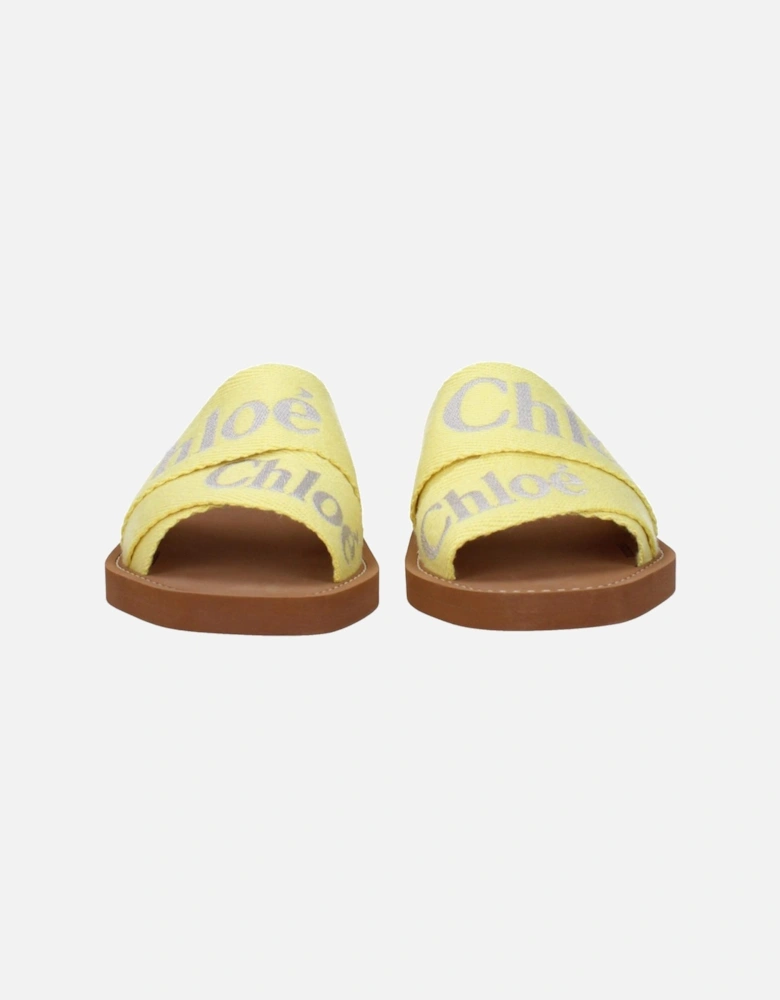 Front Logo Open Toe Rubber Sole Slippers Women - Yellow Sandals