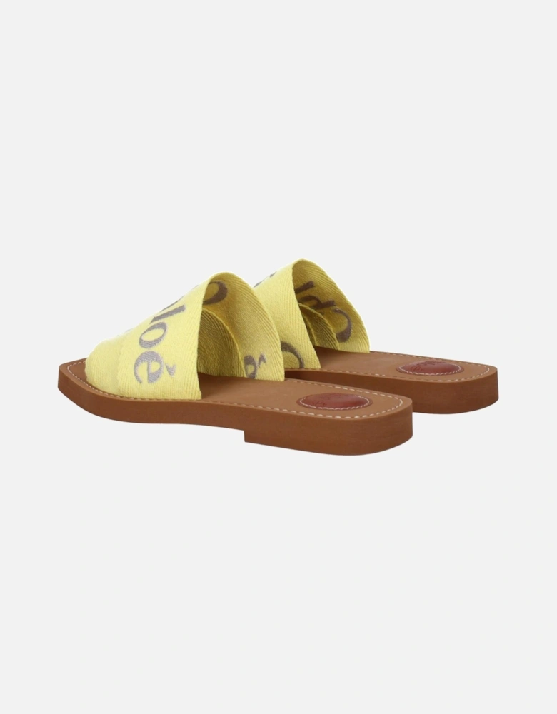 Front Logo Open Toe Rubber Sole Slippers Women - Yellow Sandals