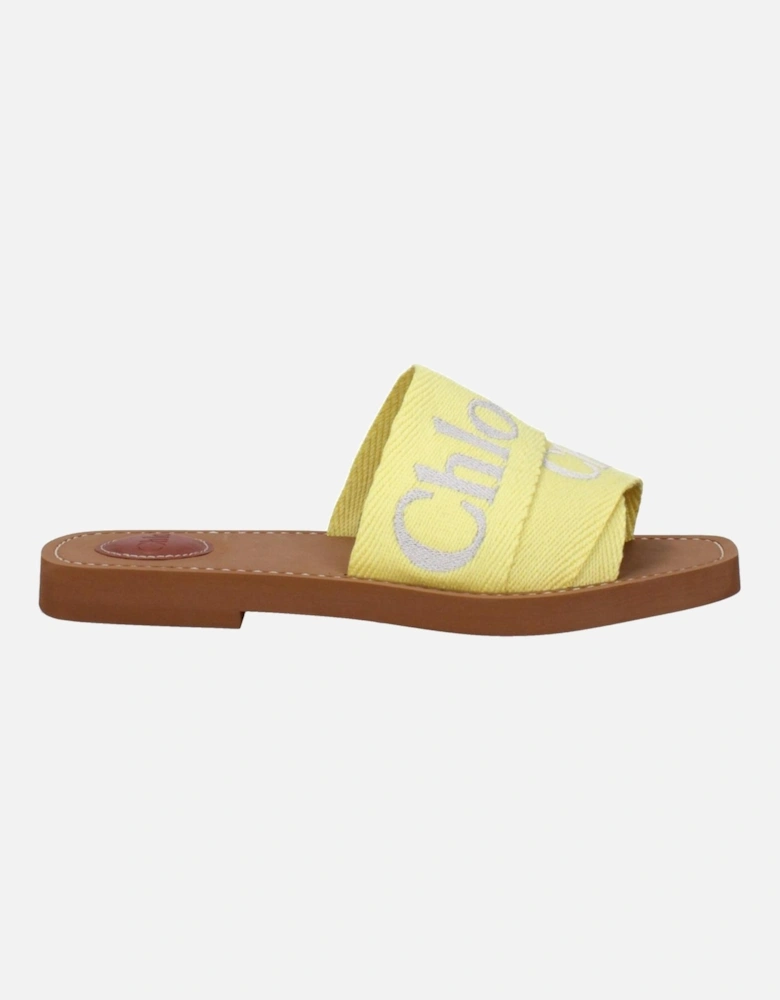 Front Logo Open Toe Rubber Sole Slippers Women - Yellow Sandals