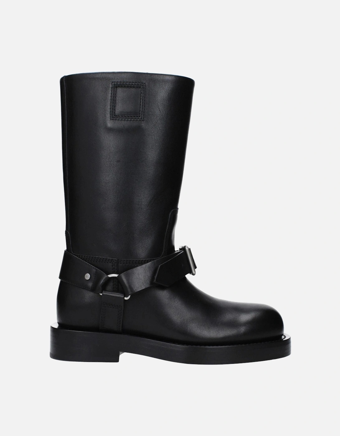 Leather Mid Heel Buckle Closure Boots Women - Black, 6 of 5