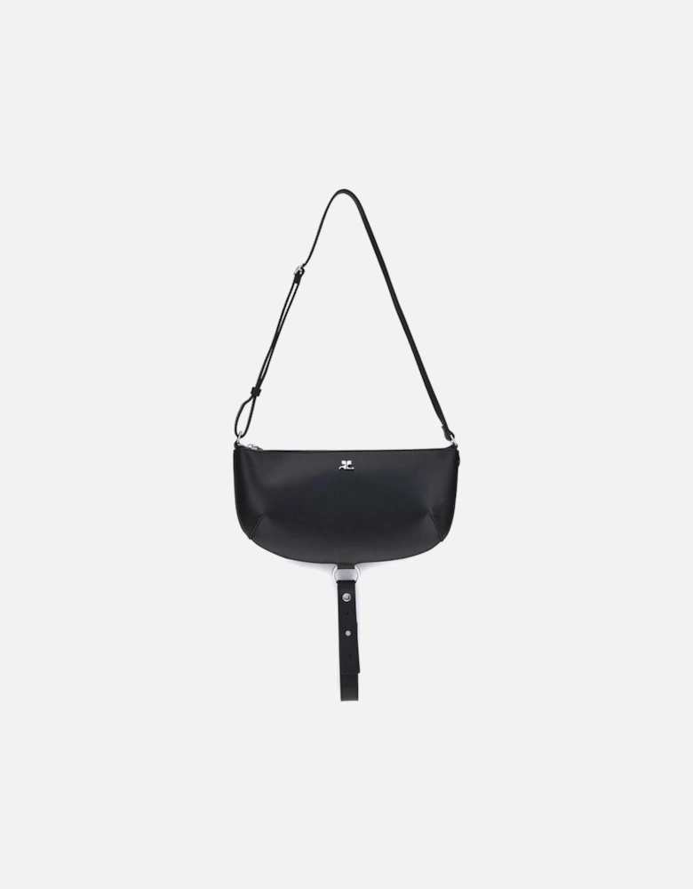 Smooth Leather Eclipse Bag with Metal Logo Women - Black Shoulder Bags