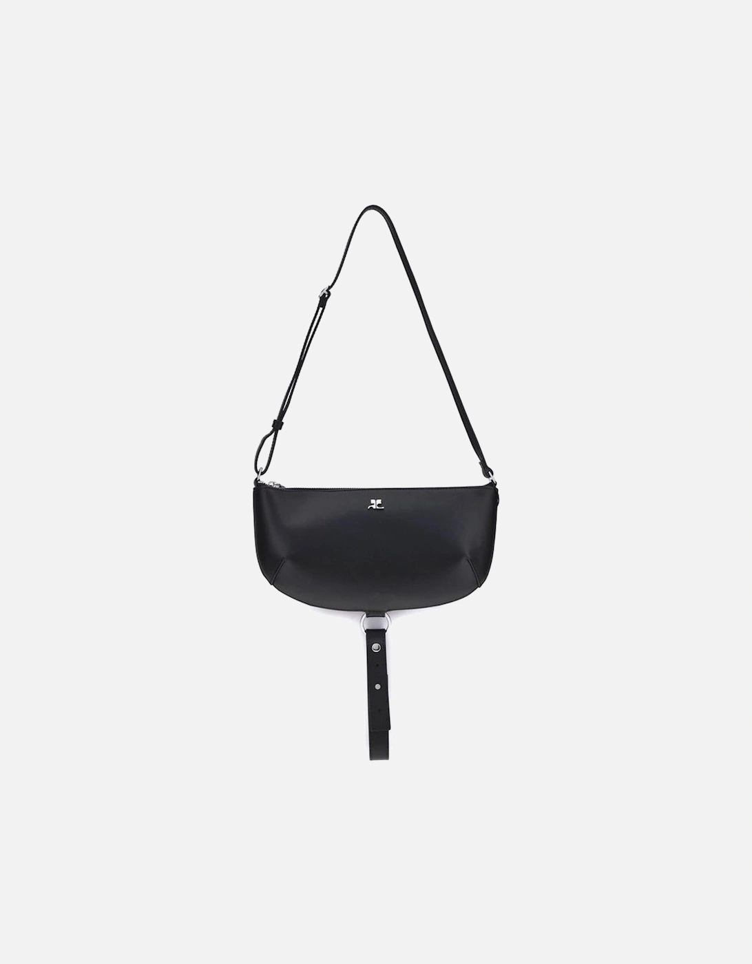 Smooth Leather Eclipse Bag with Metal Logo Women - Black Shoulder Bags, 5 of 4
