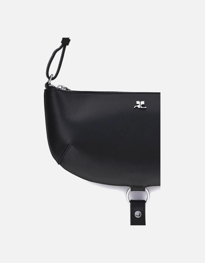 Smooth Leather Eclipse Bag with Metal Logo Women - Black Shoulder Bags