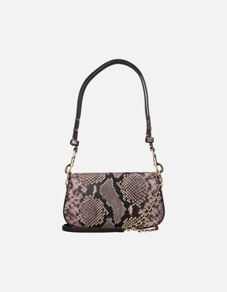 Leather Shoulder Bag with Front Logo and Adjustable Handles Women -