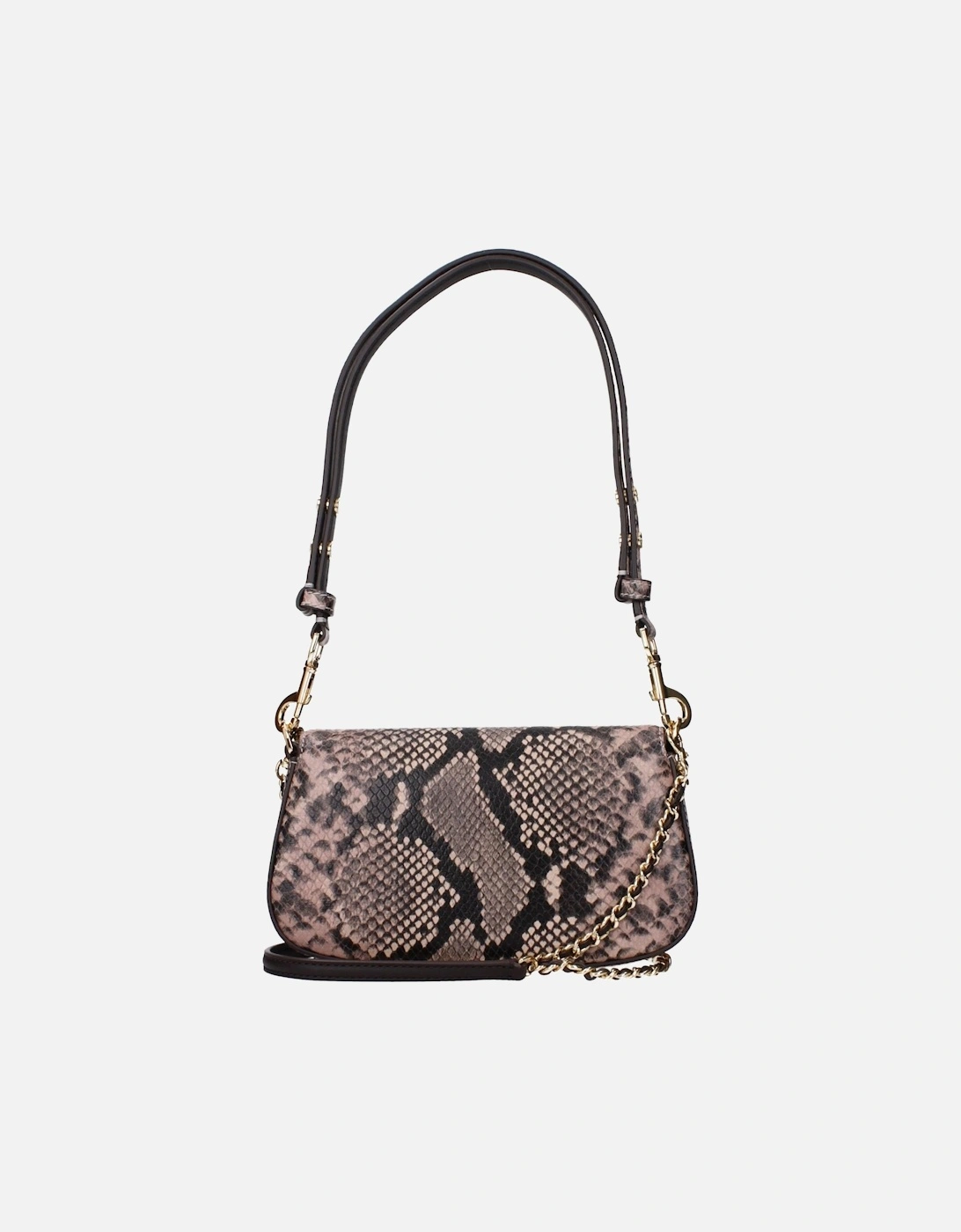 Leather Shoulder Bag with Front Logo and Adjustable Handles Women -