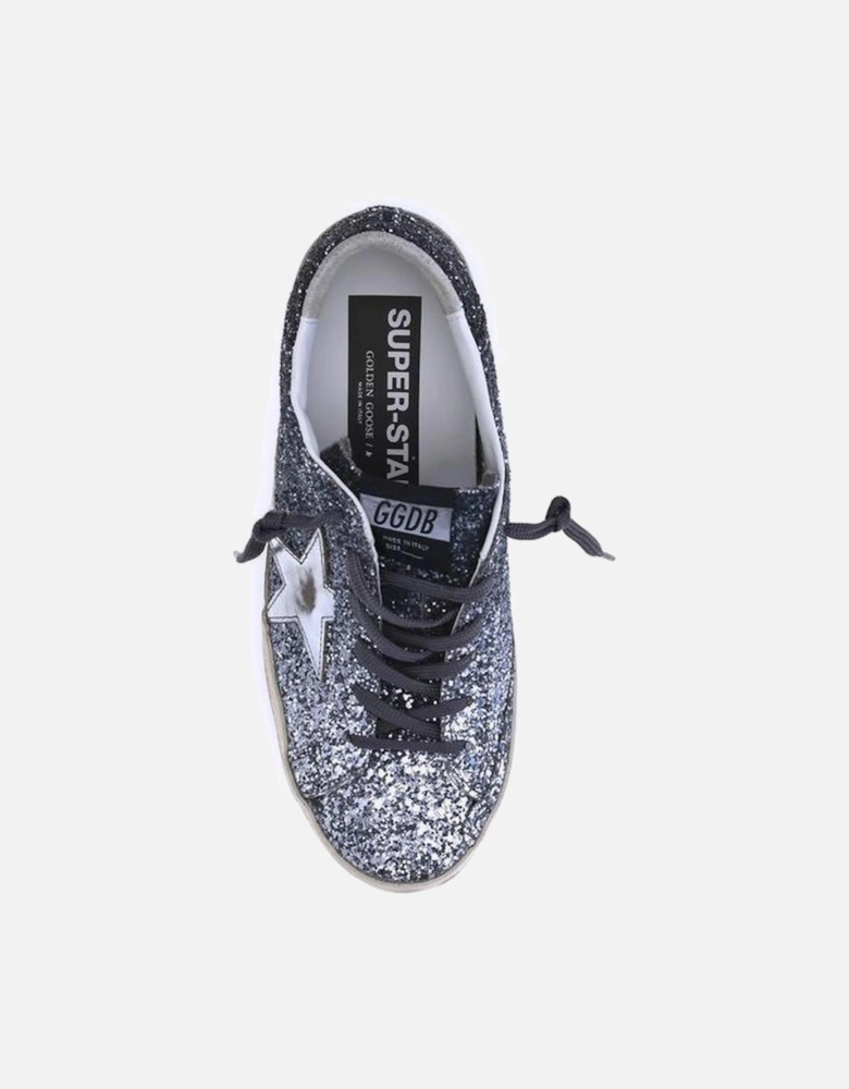 Super Star Leather Glitter Rhinestone Sneakers Women - Blue