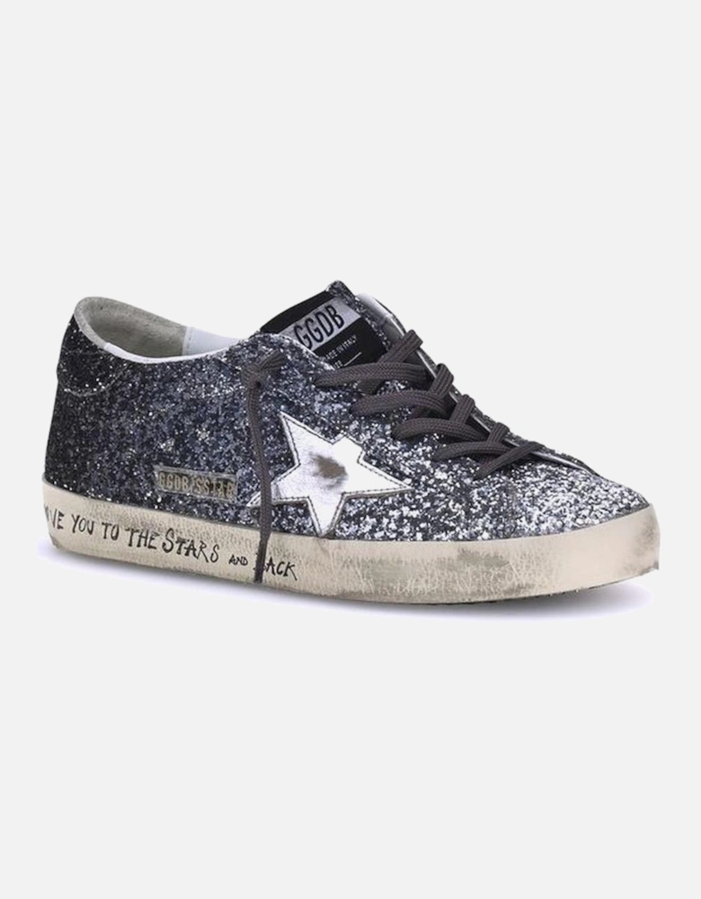 Super Star Leather Glitter Rhinestone Sneakers Women - Blue
