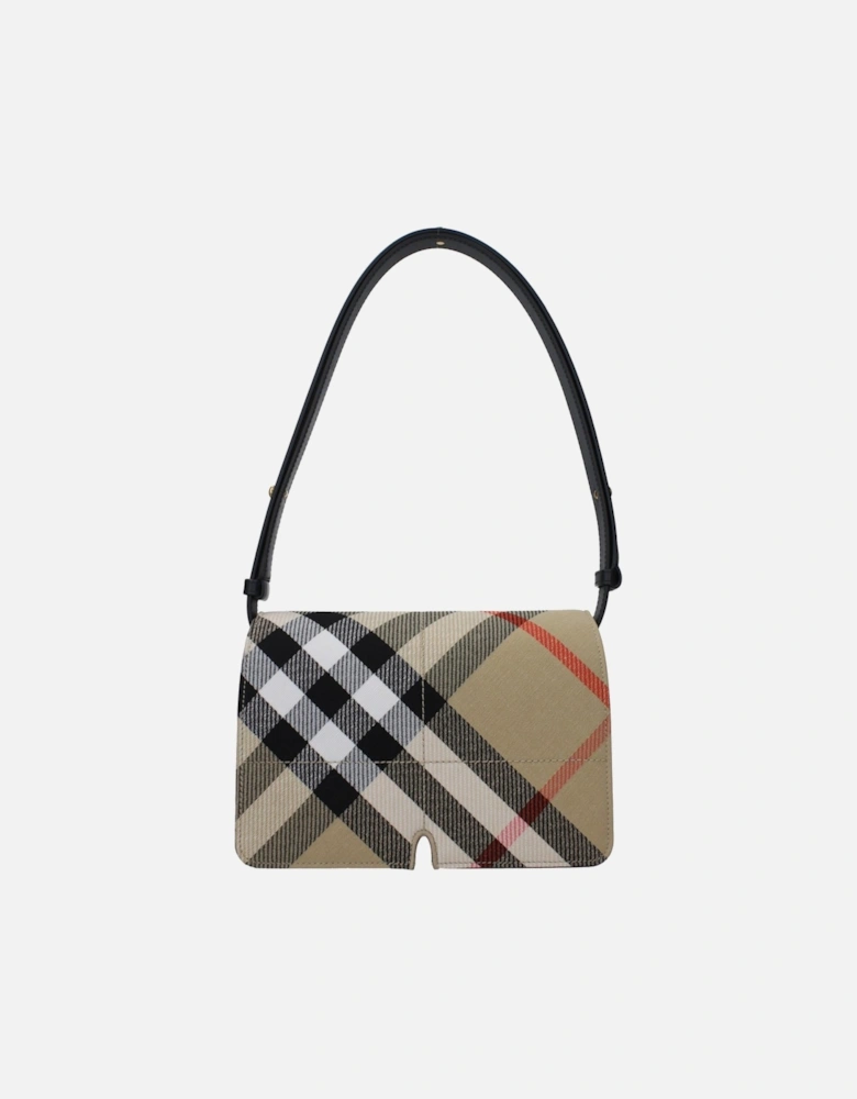 Check Print Adjustable Shoulder Bag Women - Beige