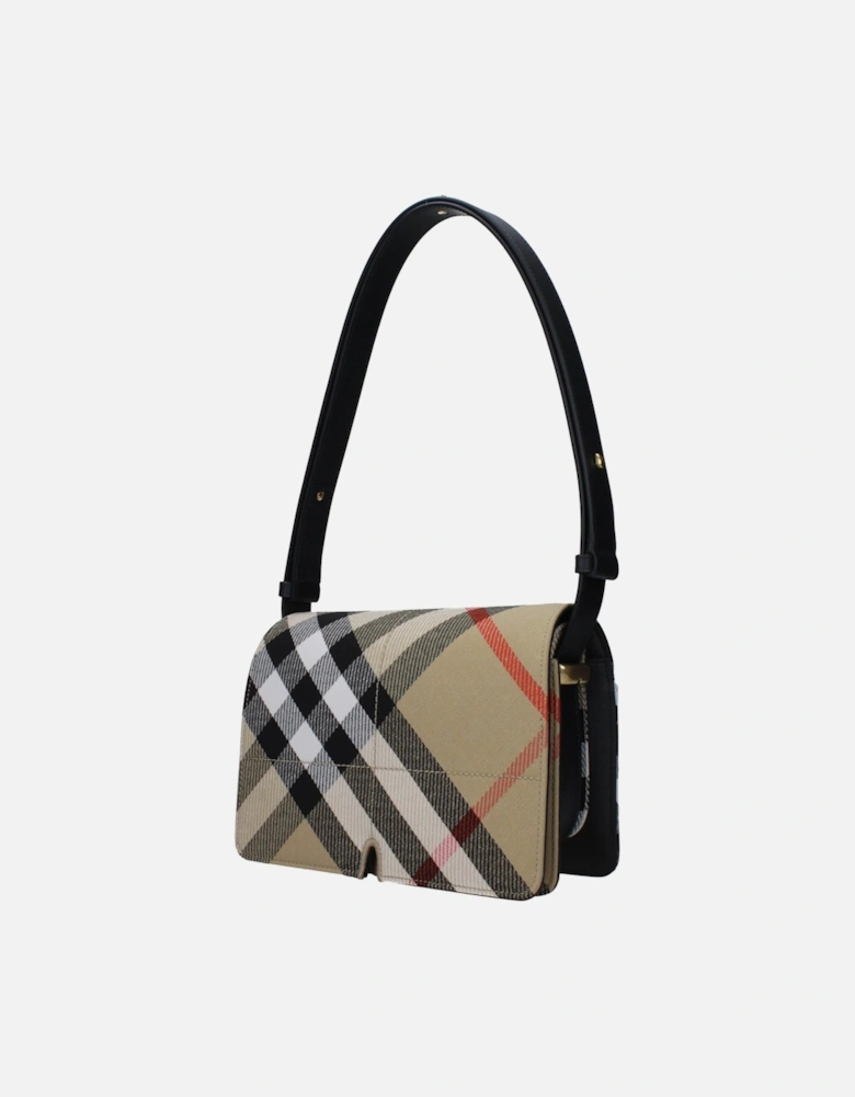 Check Print Adjustable Shoulder Bag Women - Beige