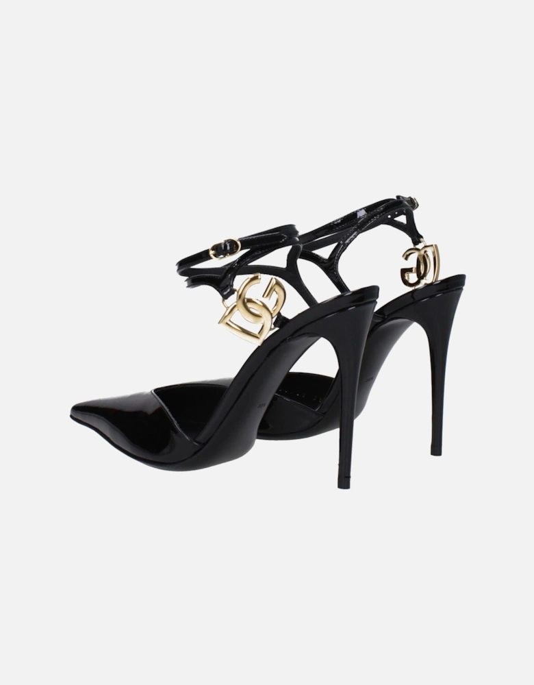 Patent Leather High Heel Sandals with Buckle Closure Women - Black