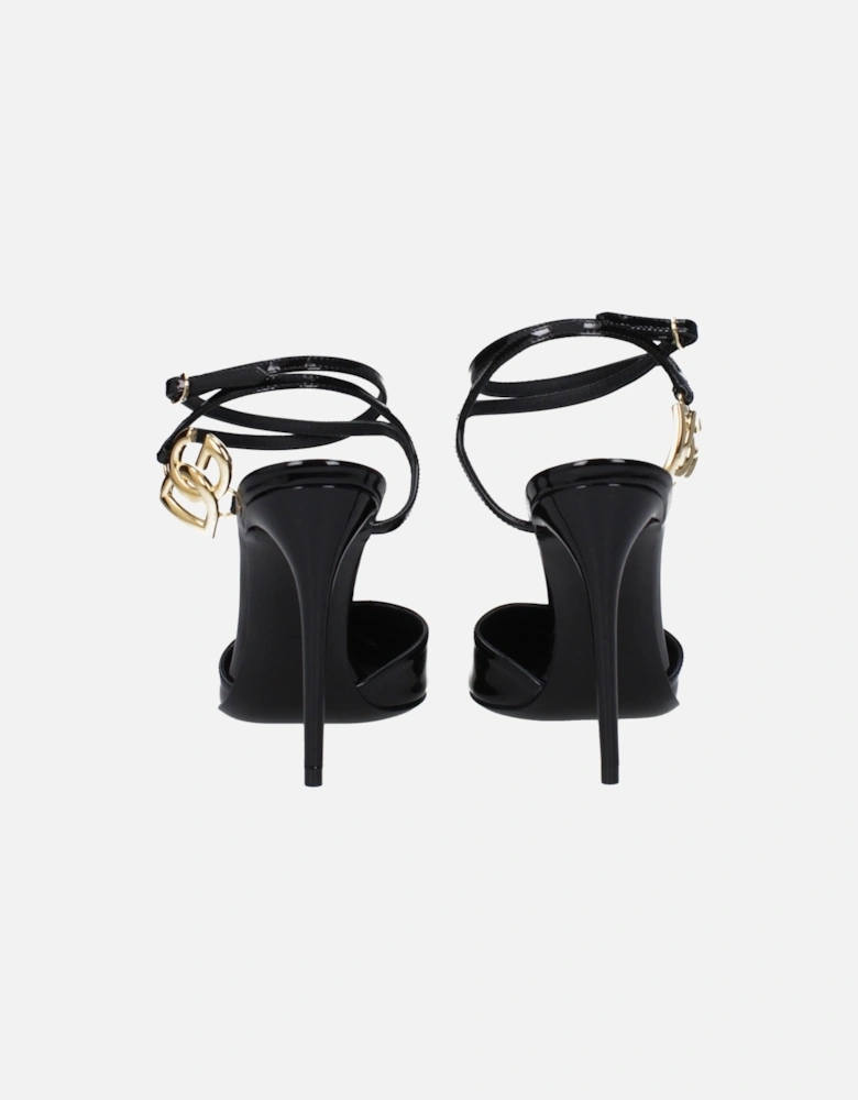 Patent Leather High Heel Sandals with Buckle Closure Women - Black