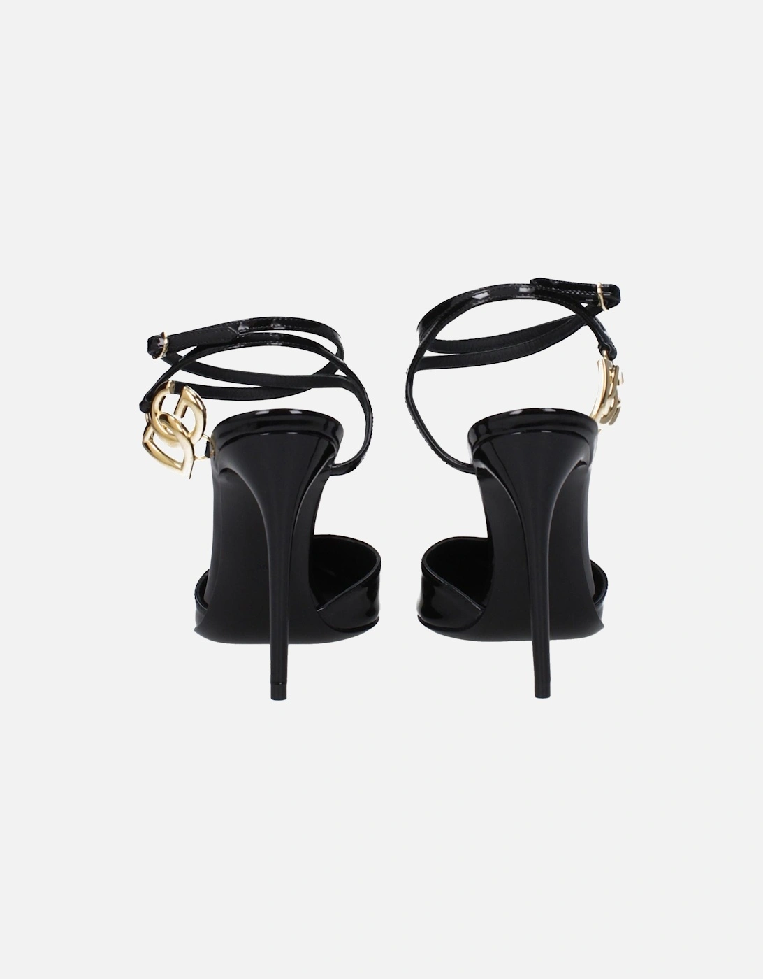 Patent Leather High Heel Sandals with Buckle Closure Women - Black
