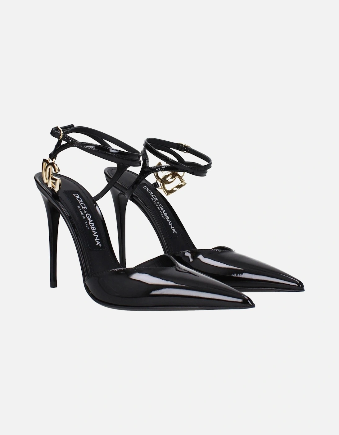 Patent Leather High Heel Sandals with Buckle Closure Women - Black