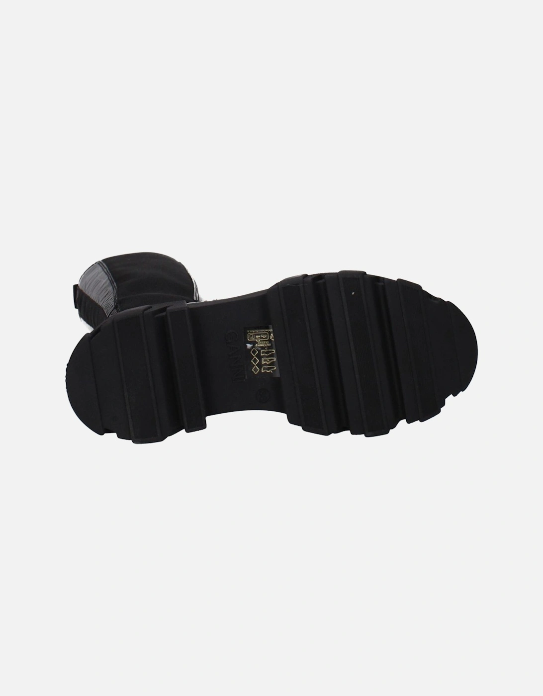 Leather Mid Heel Boots with Back Logo Women - Black