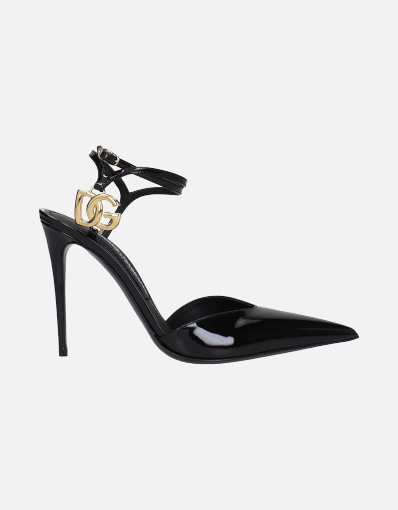 Patent Leather High Heel Sandals with Buckle Closure Women - Black