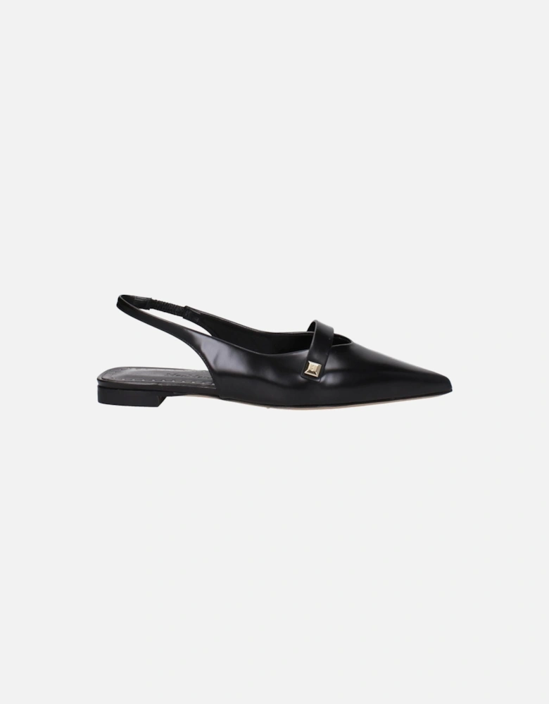 Leather Pointy Toe Flat Sandals Women - Black