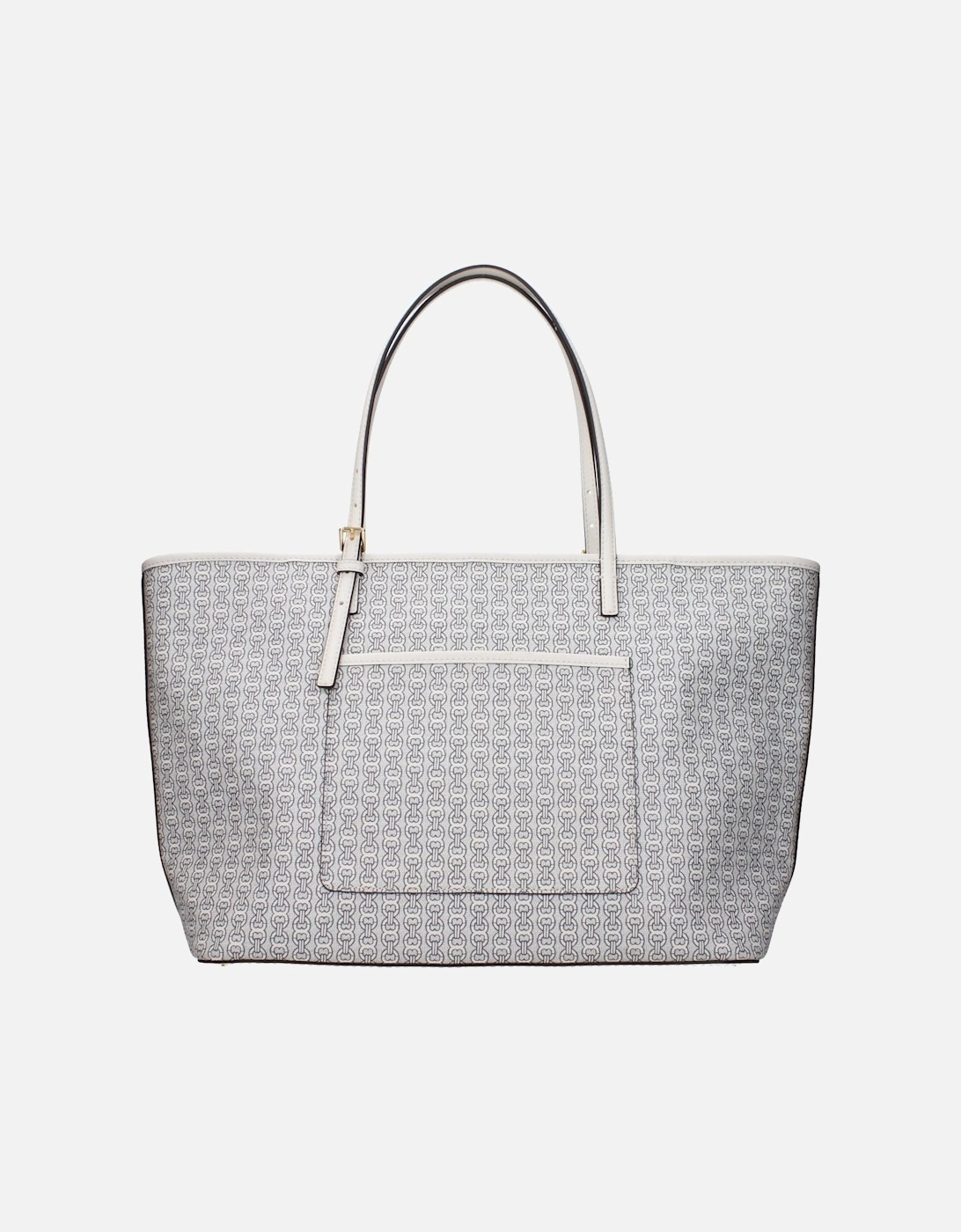 Leather Shoulder Bag with Front Logo and Zip Closure Women - Beige