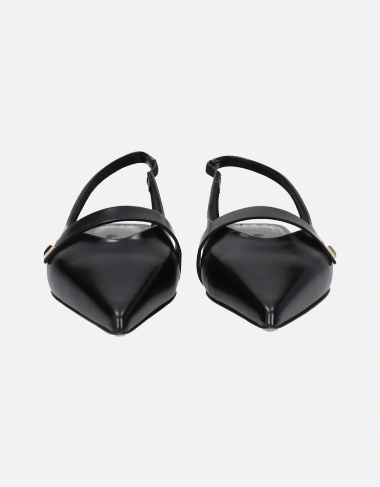 Leather Pointy Toe Flat Sandals Women - Black